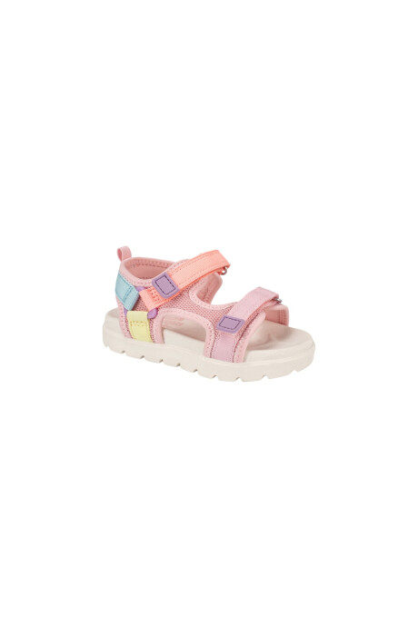 Sandalias con velcro, rosadas, diseño bloques de color Sandalias con velcro, rosadas, diseño bloques de color