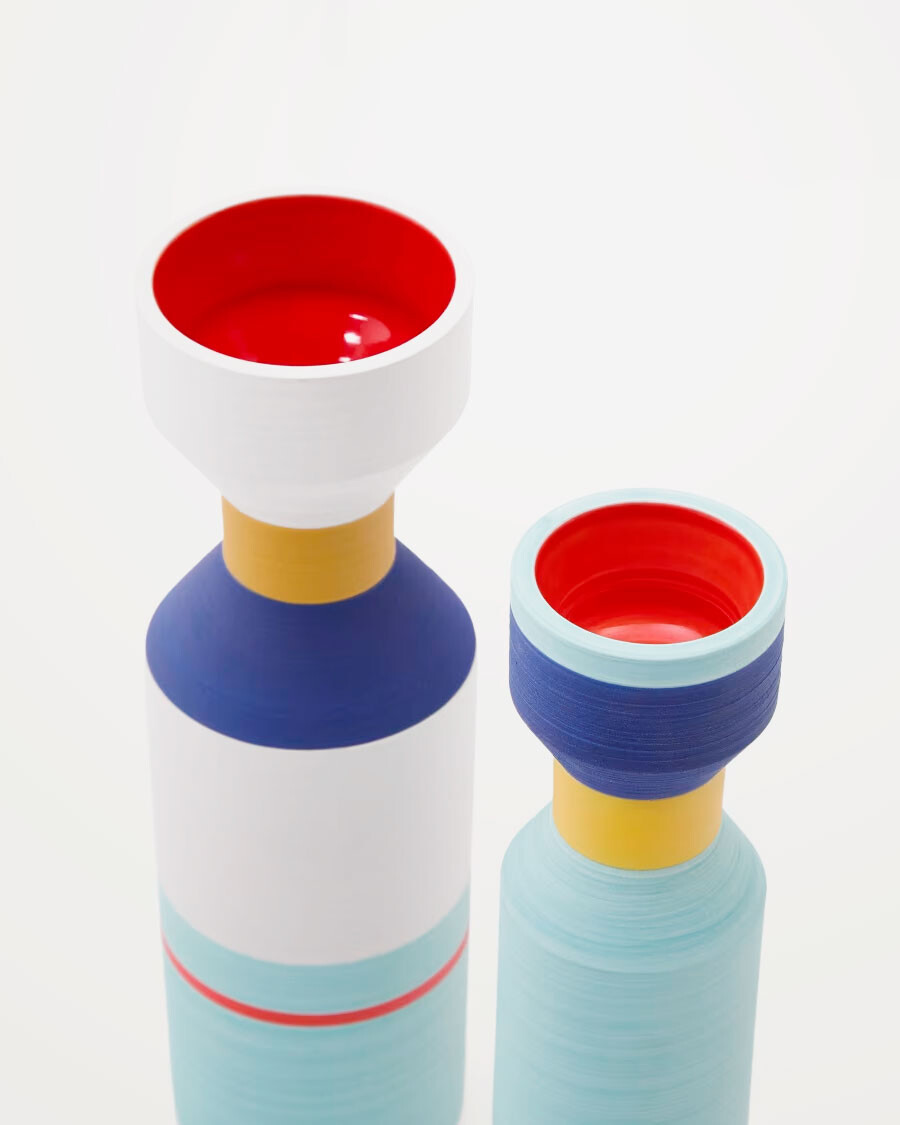 Juego de 2 jarrones de cerámica multicolor Elumi 24cm