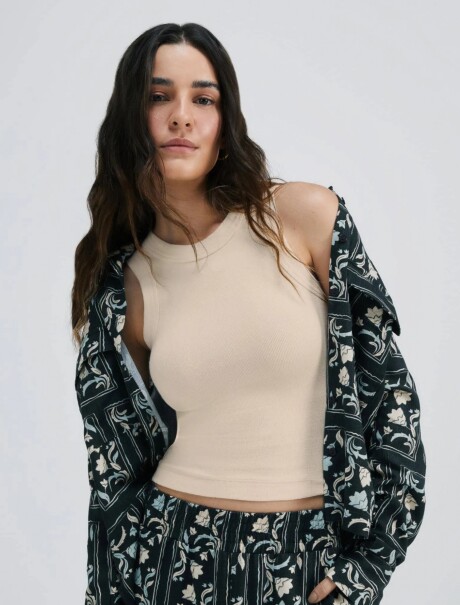 MUSCULOSA EN TELA ACANALADA BLANCO