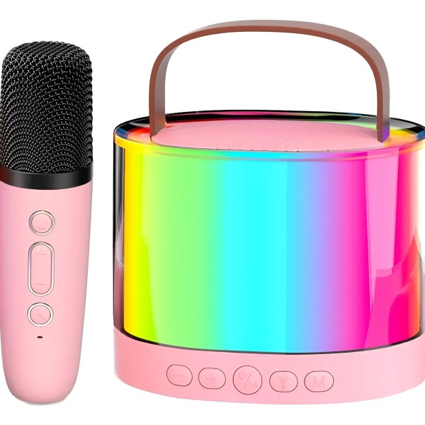 Parlante Bluetooth Karaoke Con Micrófono Portatil Luces Rgb® Variante Color Rosa