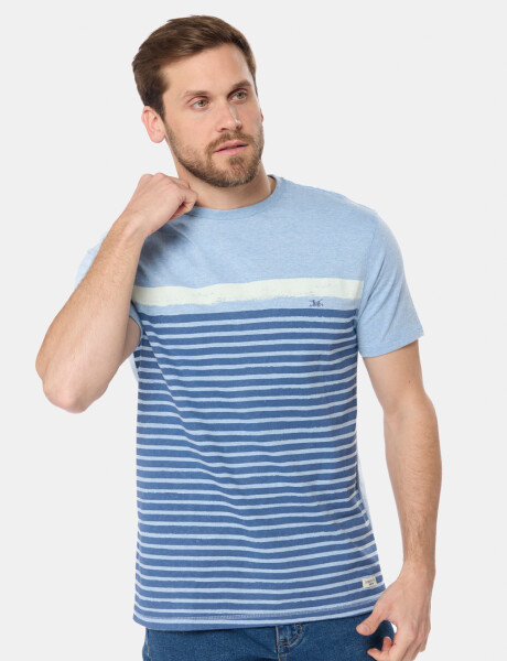 REMERA RAYADA Celeste