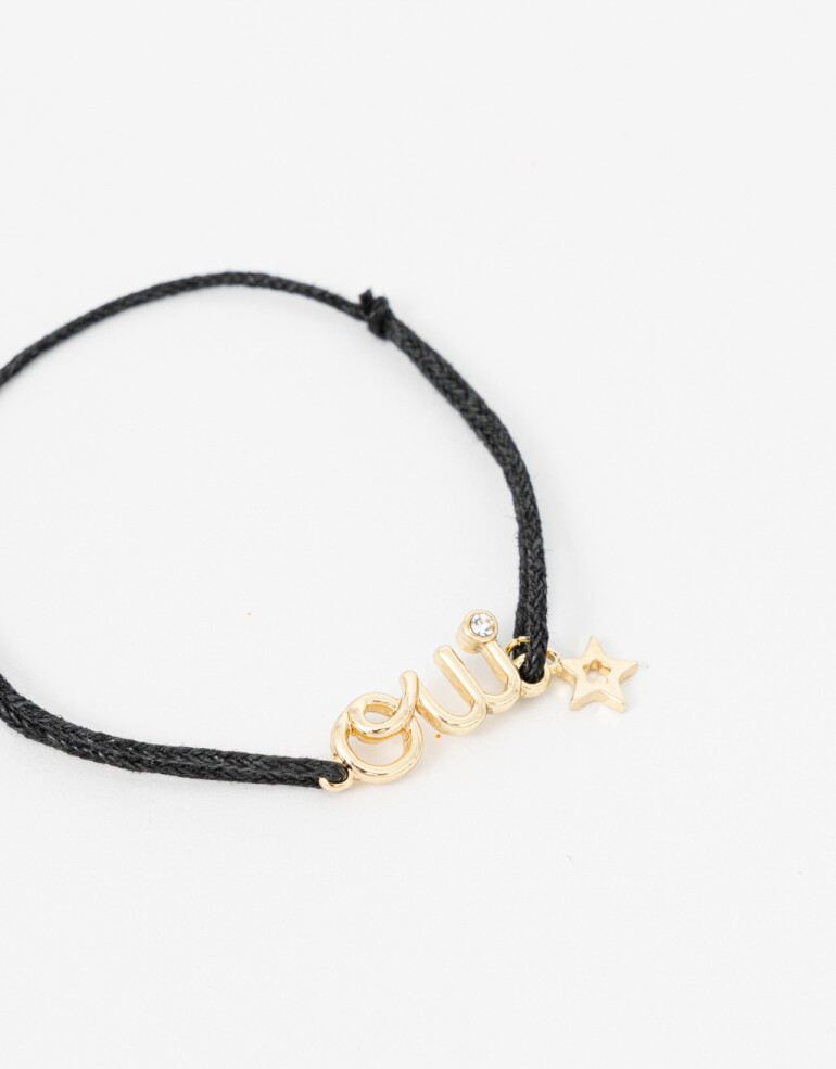 Pulseras Flexibles Cordón Pulsera Ajustable Oui - Negro