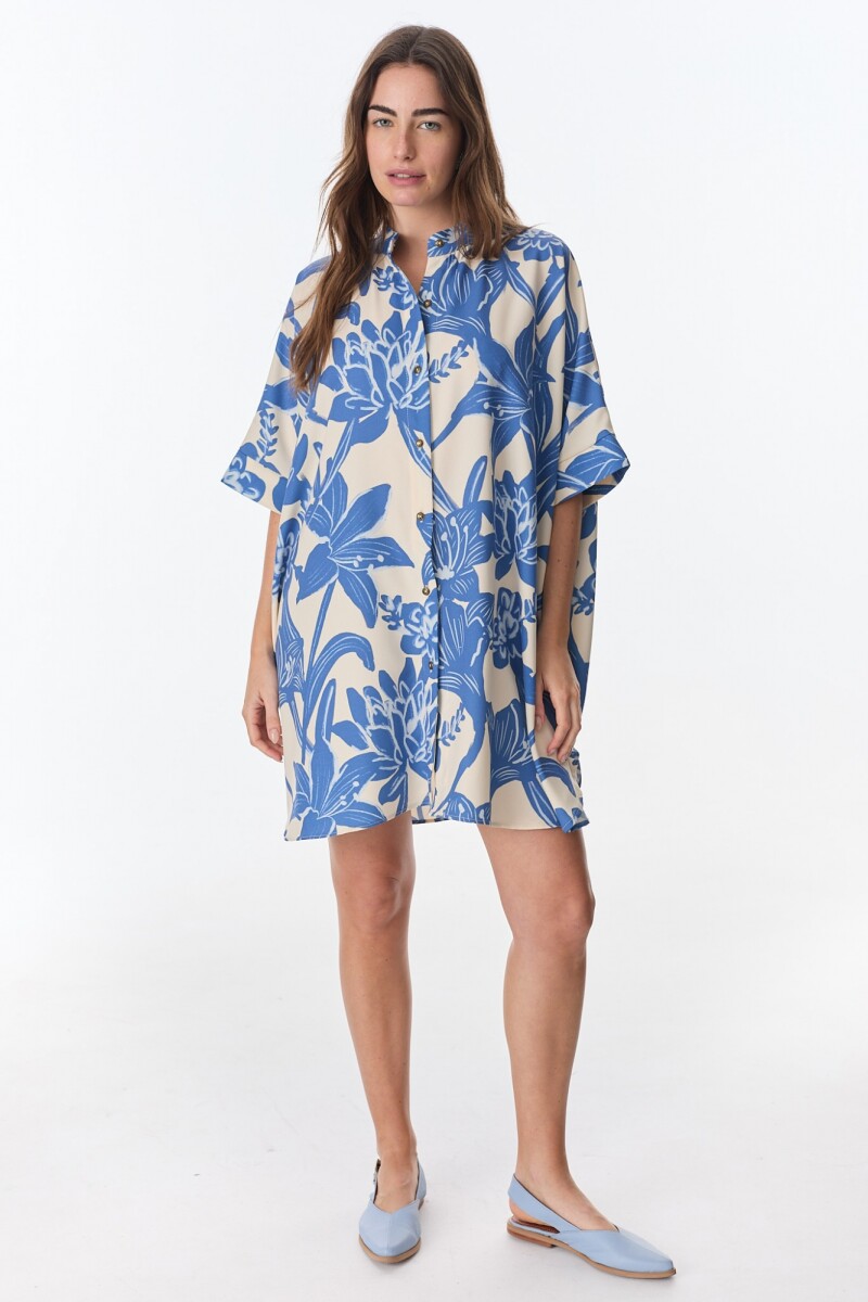 Camisa Azorella Flores Azul