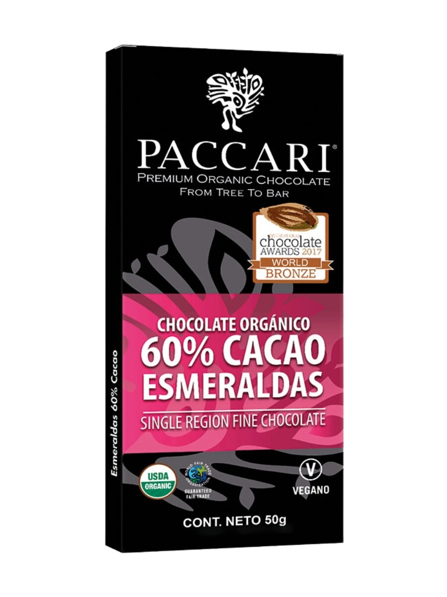 CHOCOLATE CACAO 60% ESMERALDAS 50G 