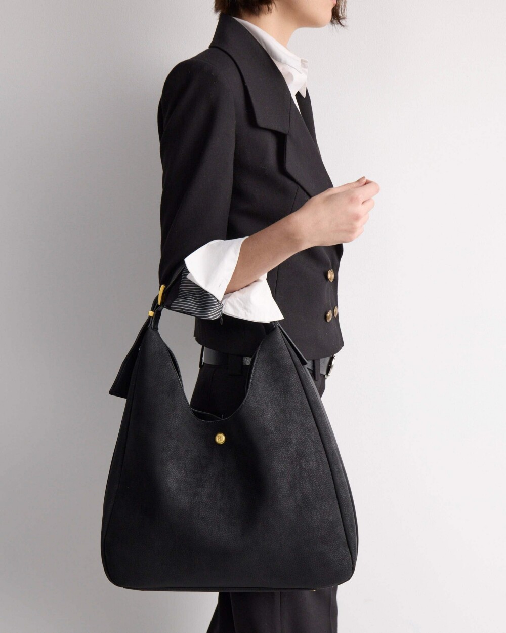 Bolso Raw en efecto gamuza Negro