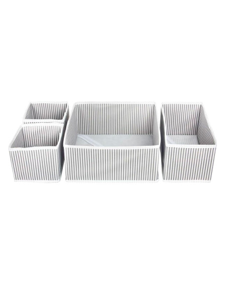 CAJA ORGANIZADORA RAYAS SET 4PCS GRIS