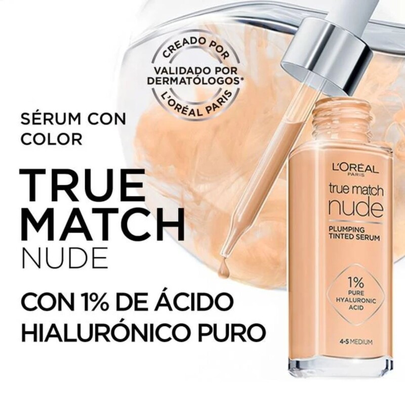 Sérum L'Oréal True Match Tinted con Color y Ácido Hialurónico Light Medium 3-4