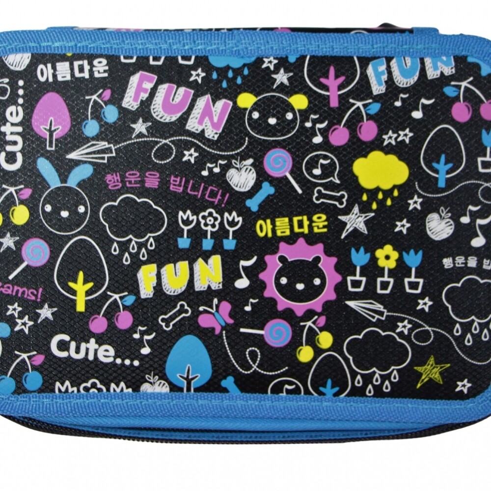 CARTUCHERA SABONIS DE 3 PISOS SIN UTILES DISEÑO FUN CELESTE