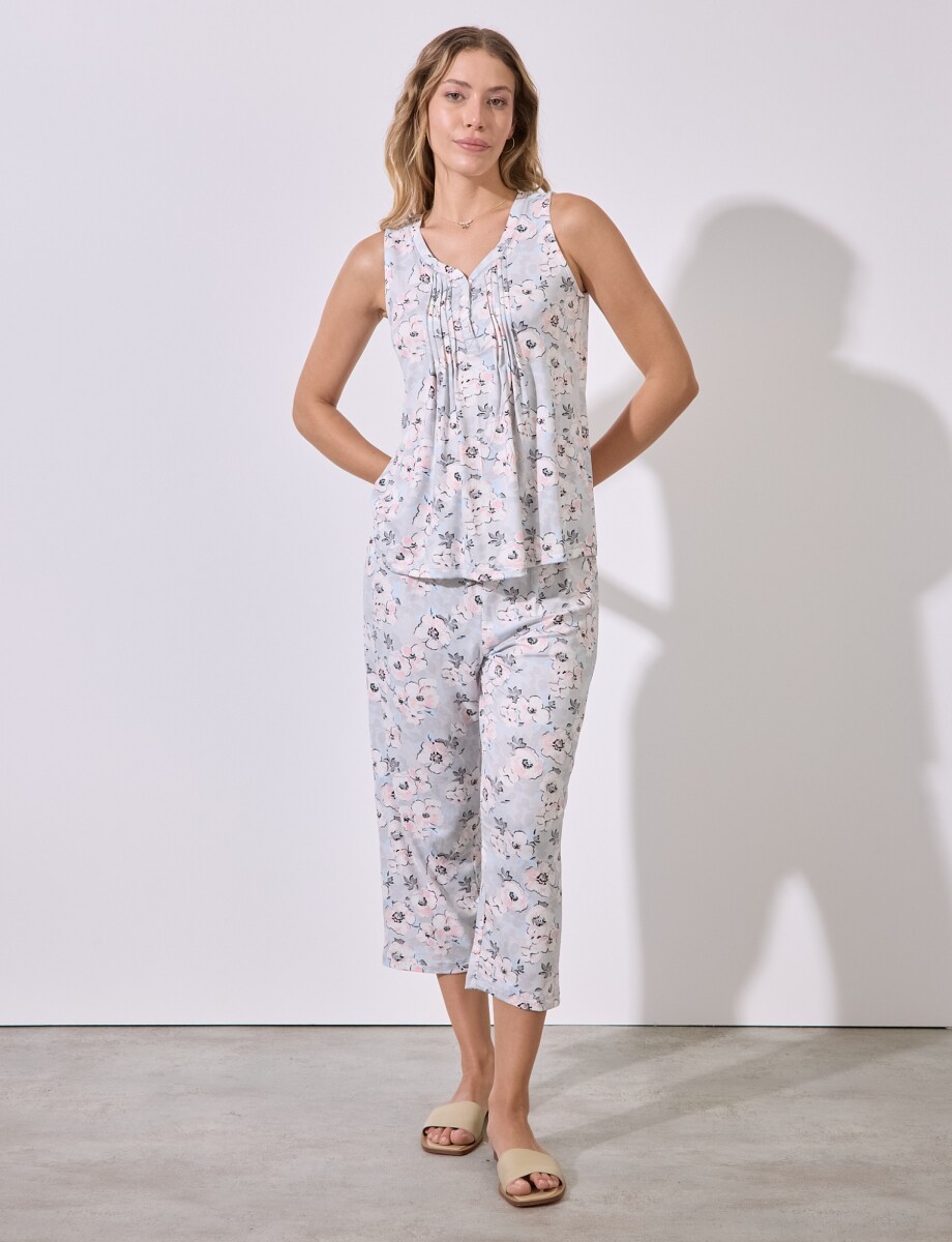 Set Pijama Capri & Musculosa - Multi/gris 