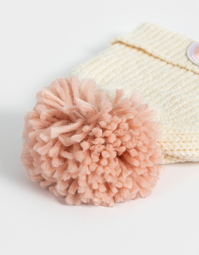 Gorros Infantiles Arcoíris Gorro Tejido Con Pompón - Blanco Crudo