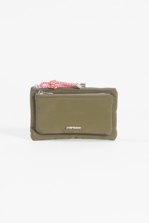 Monedero de tela verde oliva