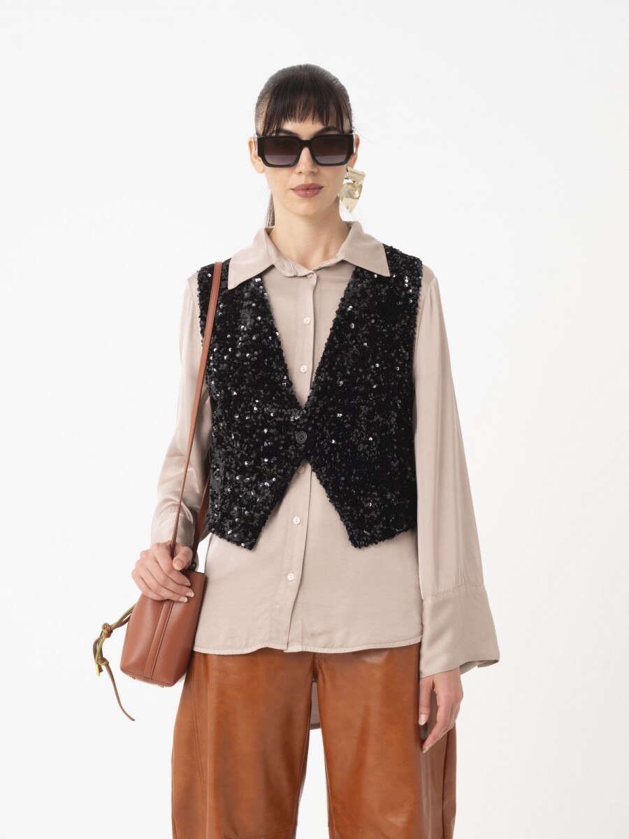 VEST DE LENTEJUELAS CON BOTON 