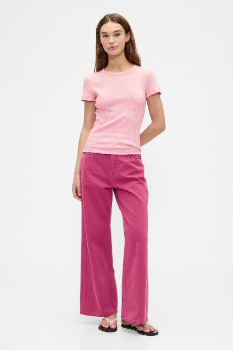 Remera Manga Corta Rib Mujer Pure Pink