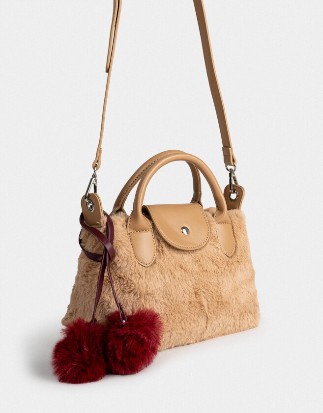 Bandoleras Bandolera Peluche Con Charm - Marron Beige