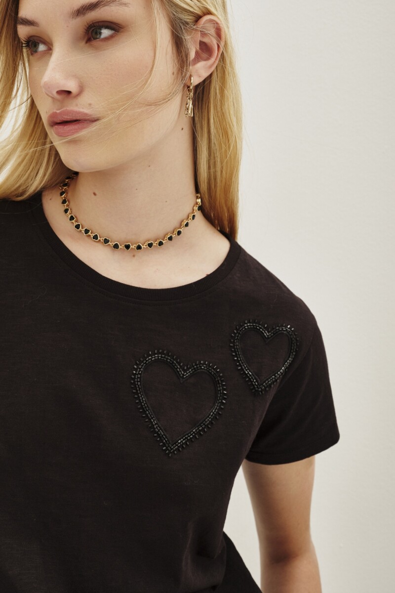 Remera Little Hearts Negro