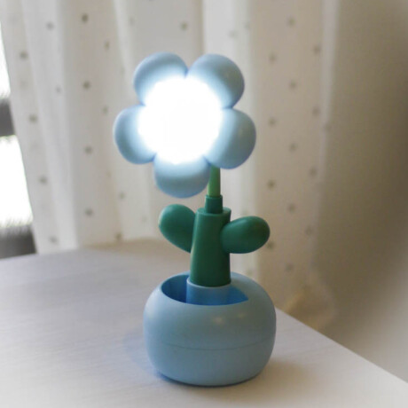 Lámpara de escritorio flor base redonda – diseño infantil Celeste