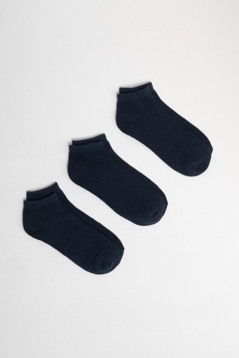 Pack x 3 medias tobillera - Azul 