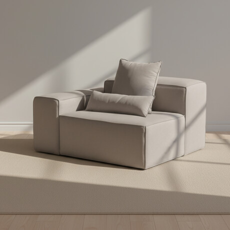 SOFÁ KAI 1 CUERPO TELA GRIS MODULAR CON BRAZO IZQUIERDO