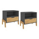 Mesa De Luz Nordica Living Dormitorio Combinada 1 Cajón X2 Negro