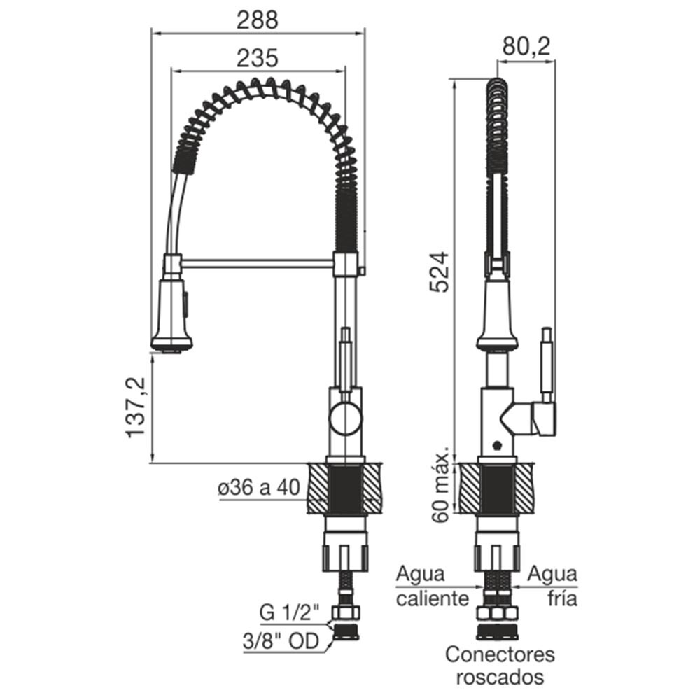GRIFERÍA DE COCINA PARA MESADA MODELO TALAMPAYA CON EXTENSOR FV Grifería De Cocina Para Mesada Modelo Talampaya Con Extensor Fv