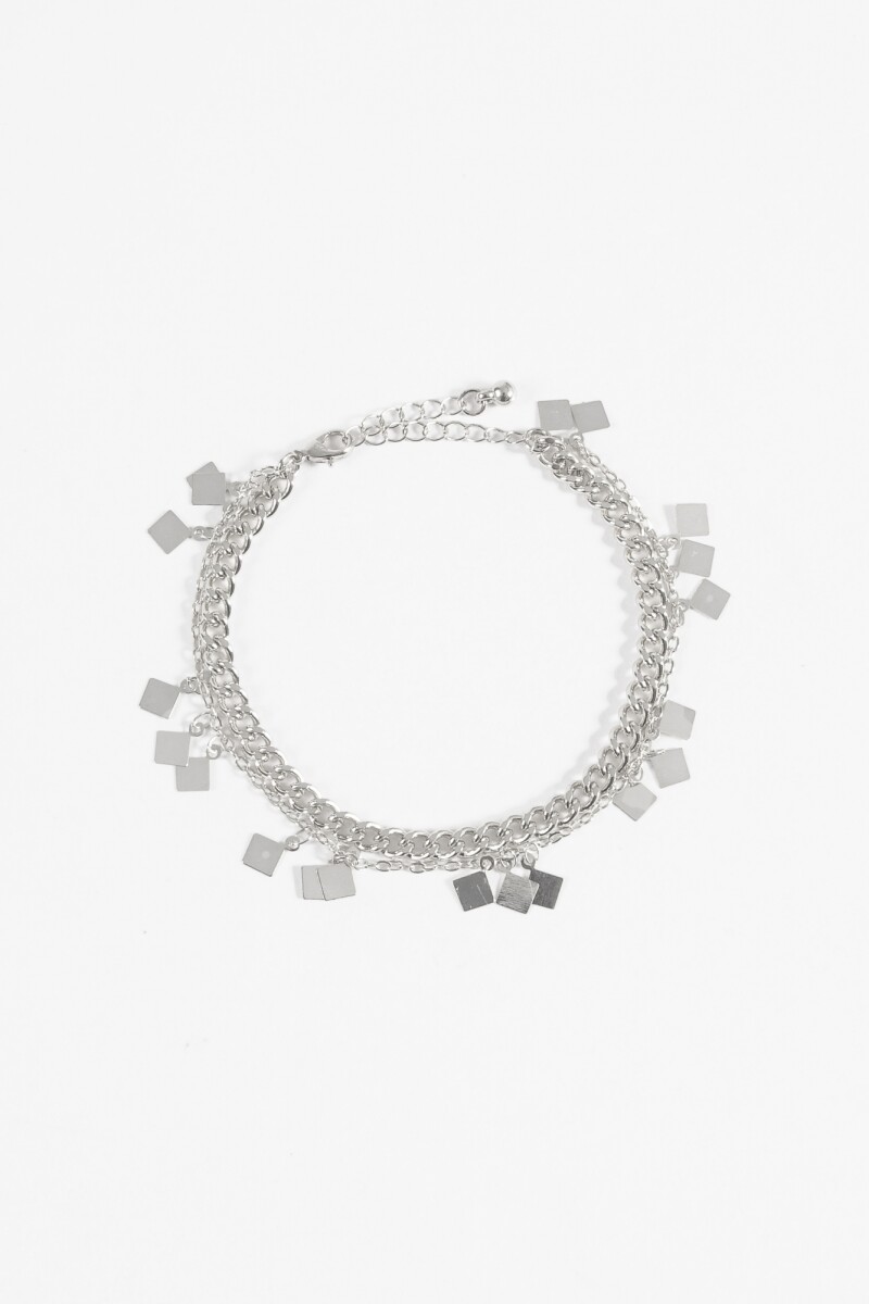 Tobillera cadena dijes plateado