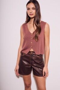 Short Cuero Vegano Marron