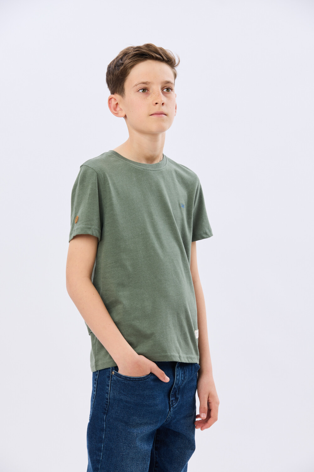 REMERA BÁSICA DE ALGODÓN Verde Melange
