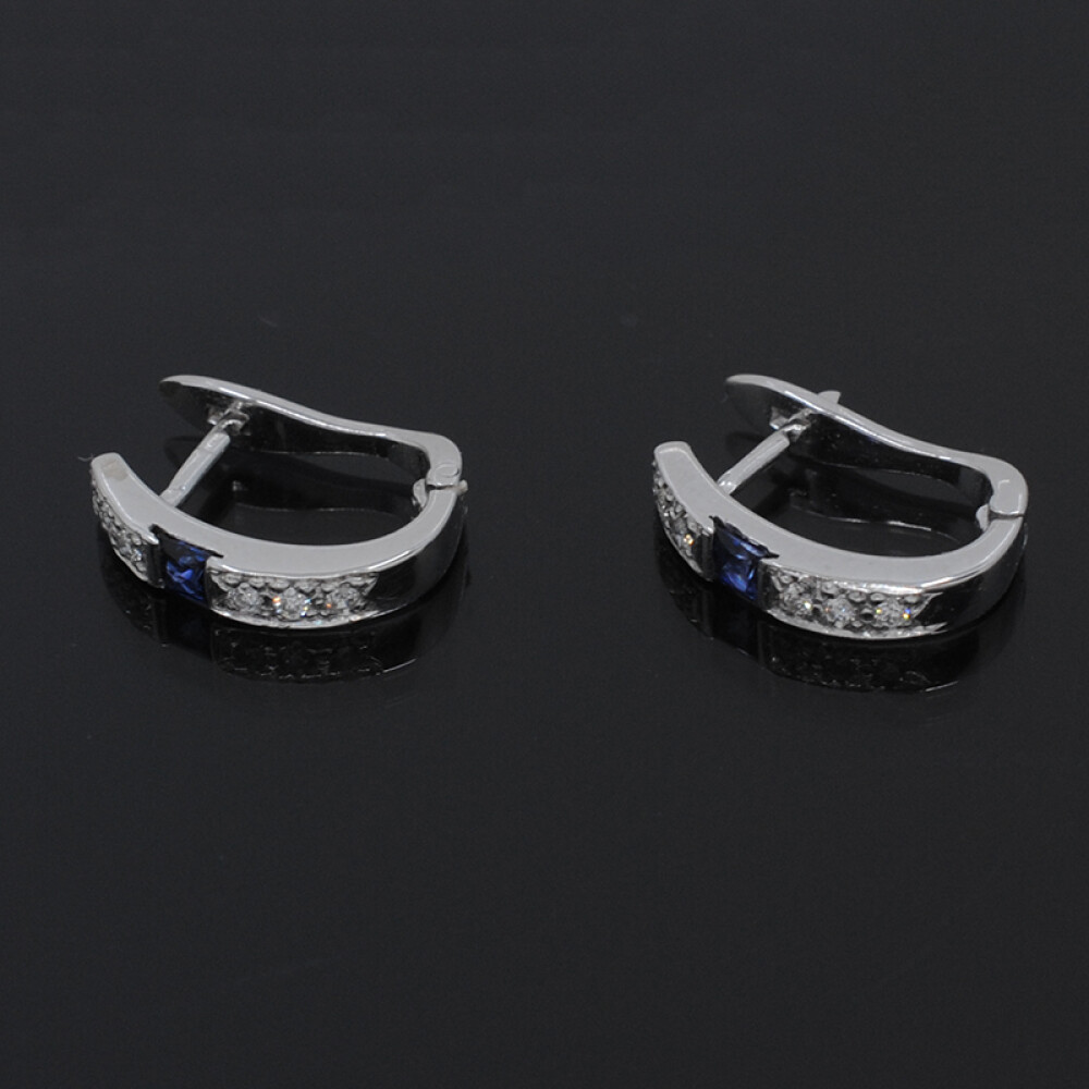 Aros en oro 18k blanco, zafiros y brillantes Aros en oro 18k blanco, zafiros y brillantes