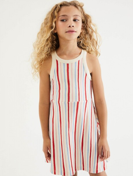VESTIDO INFANTIL CON ESTAMPADO BEIGE