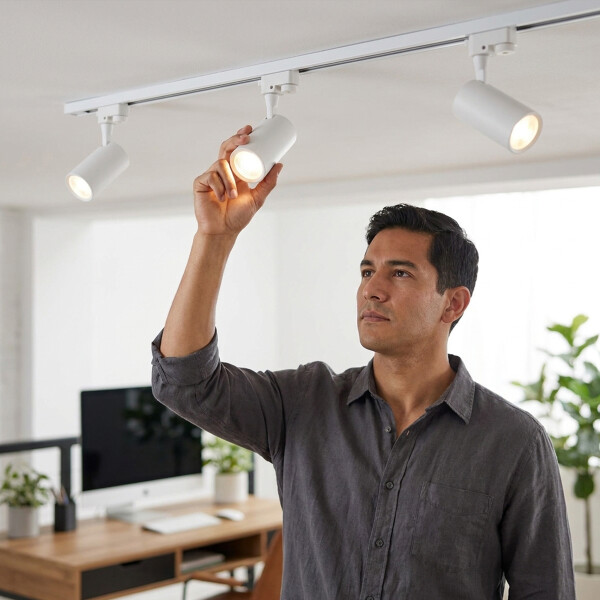 Set De Riel + 3 Spots 1.00m De Largo Soporte De Luz Blanco