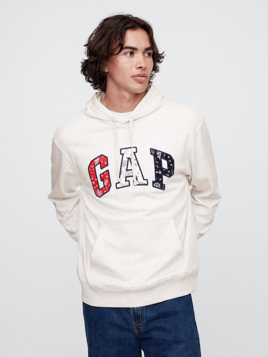 Buzo Canguro Logo Gap Sin Felpa Hombre - Pale Grey Heather Bc01 