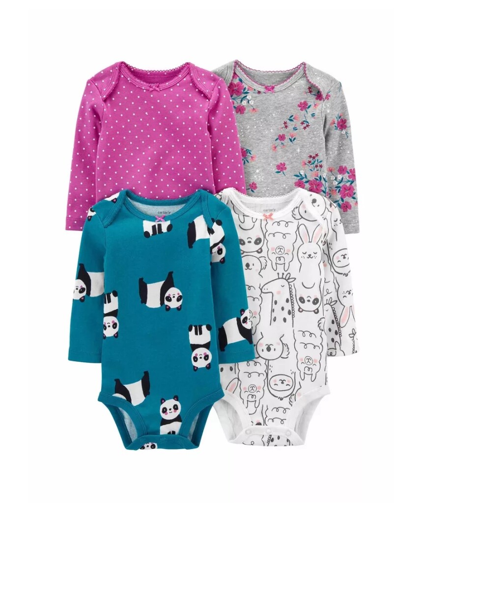 Set Bodies x4 Carters NB Panda Violeta 