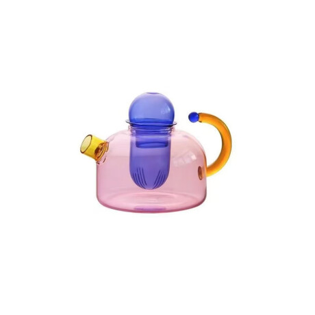 Tetera con infusor de vidrio borosilicato contraste de colores - 600ml Rosado