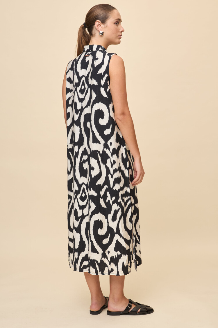 VESTIDO LITA PRINTED Negro/Blanco