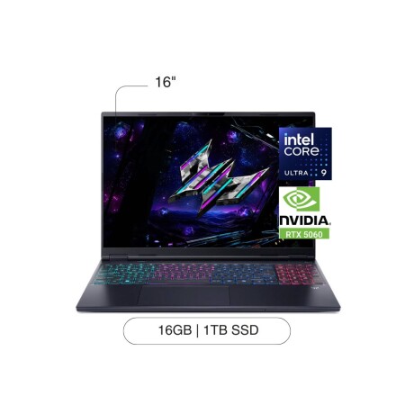 Notebook ACER Predator Helios Neo 16S AI 16' WQXGA 1TB / 16GB RAM Core Ultra 9 275HX RTX5060 Notebook ACER Predator Helios Neo 16S AI 16' WQXGA 1TB / 16GB RAM Core Ultra 9 275HX RTX5060