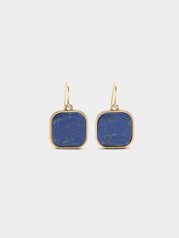 Pendientes Cortos Cuadrados De Piedra azul