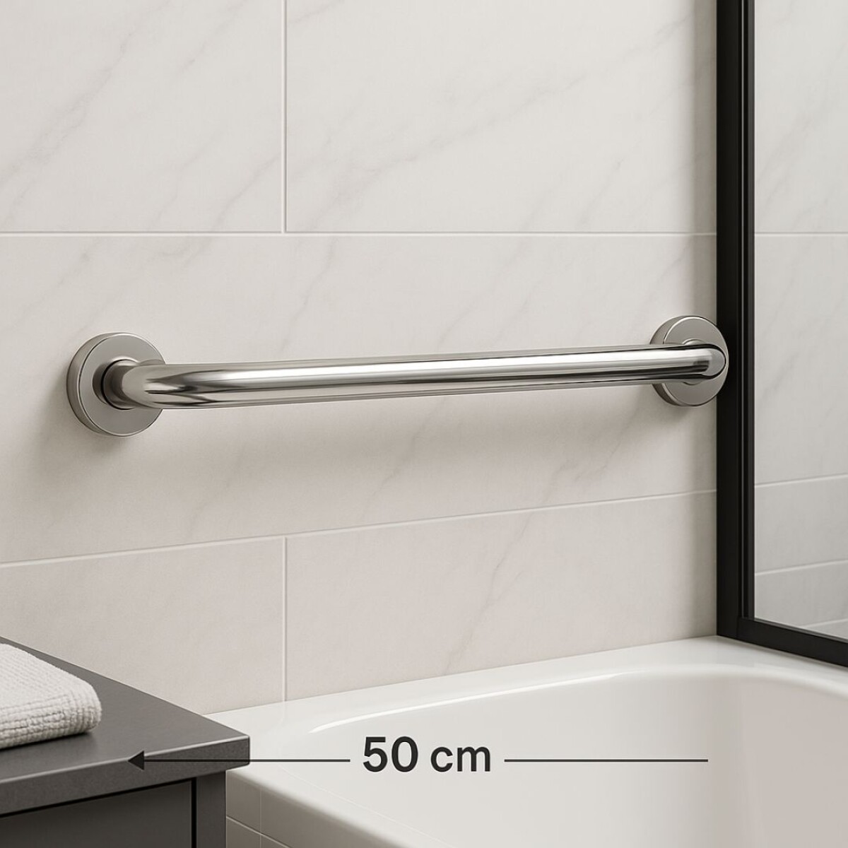 Toallero Barra Acero Inoxidable Baño 50cm Fijación Pared 