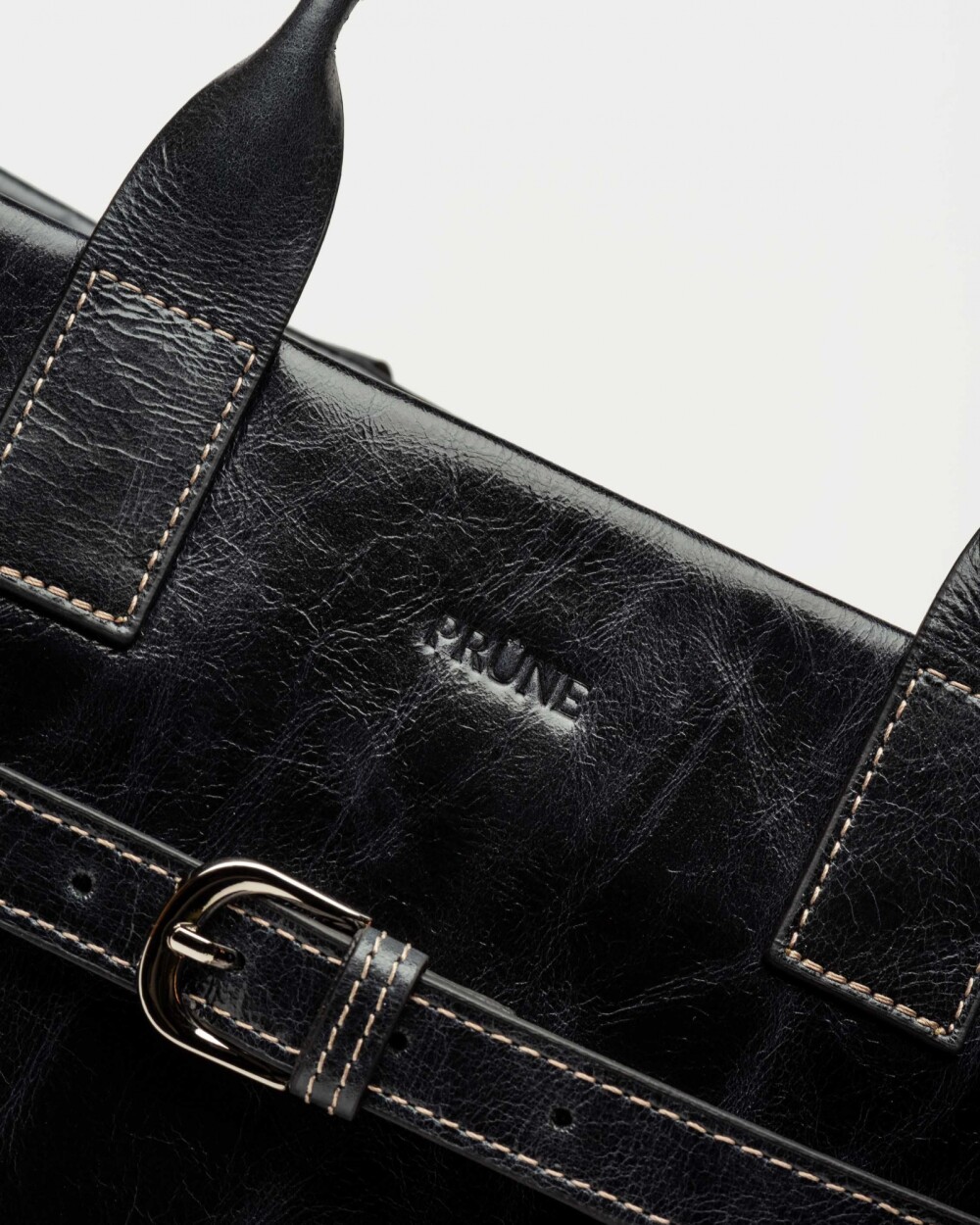 Cartera de mano Capri en cuero arrugado Negro