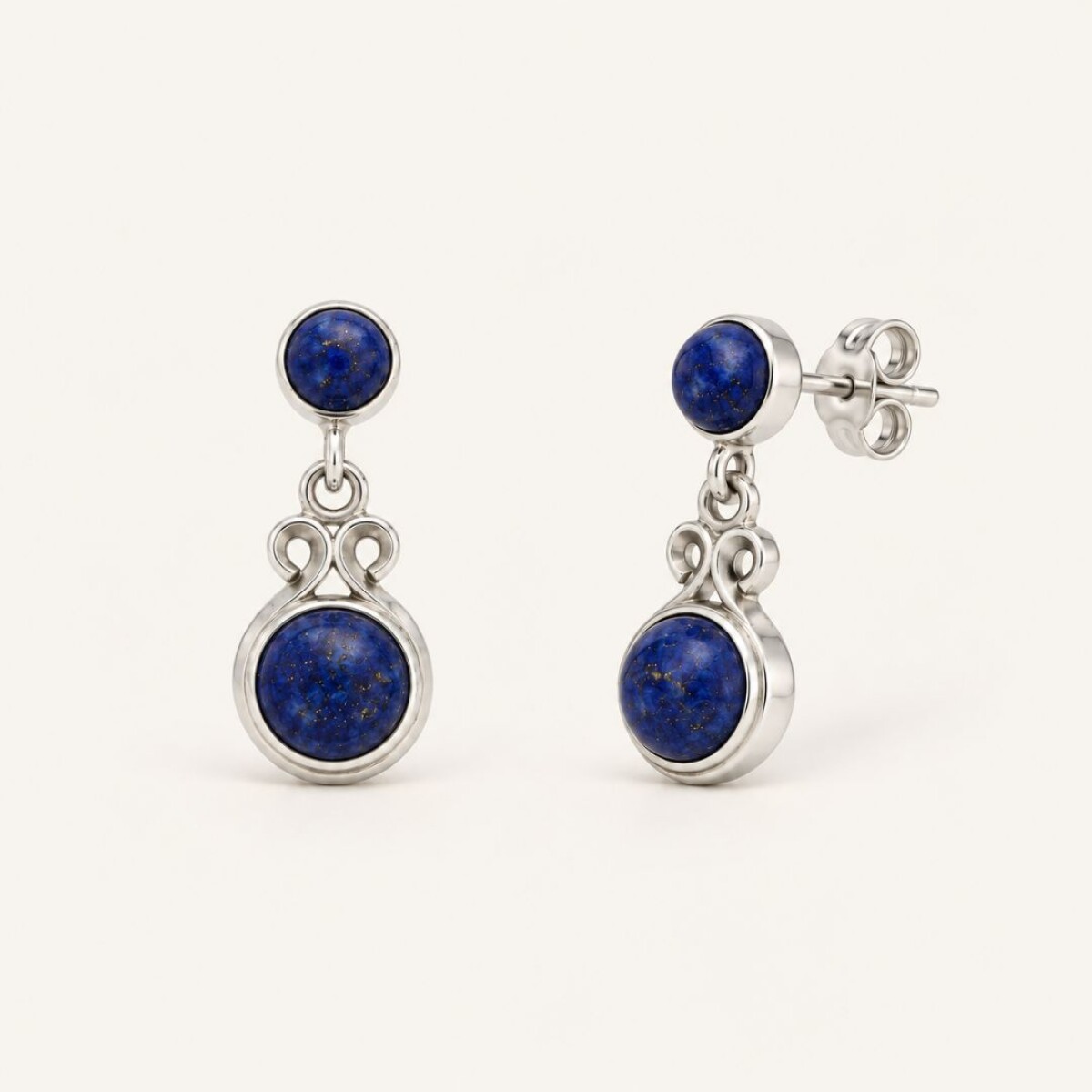 Caravanas Dos Piedras Lapislazuli - Plata 925 