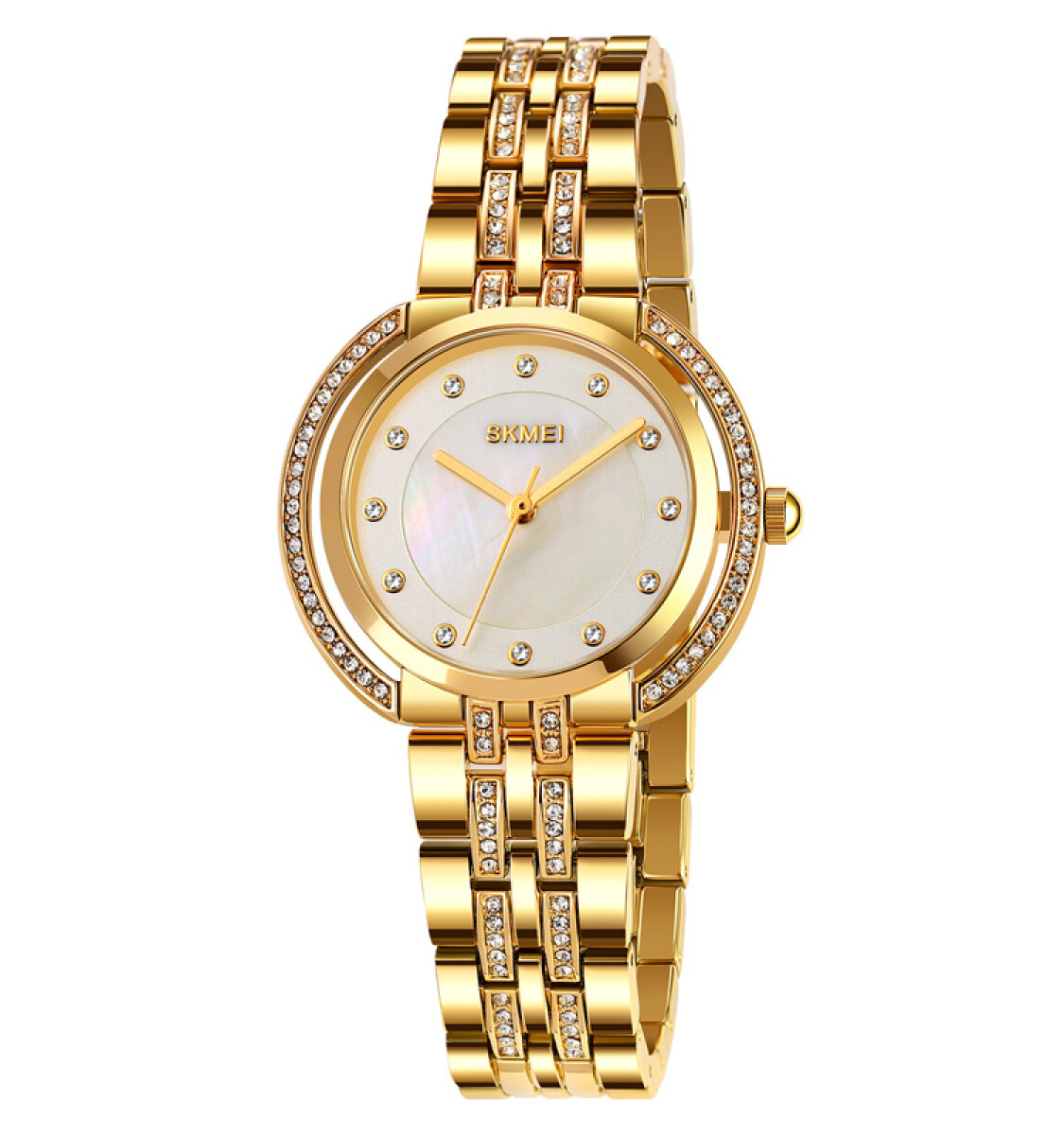 Reloj Skmei 1979gd Mujer Analógico Dorado Con Brillantes 