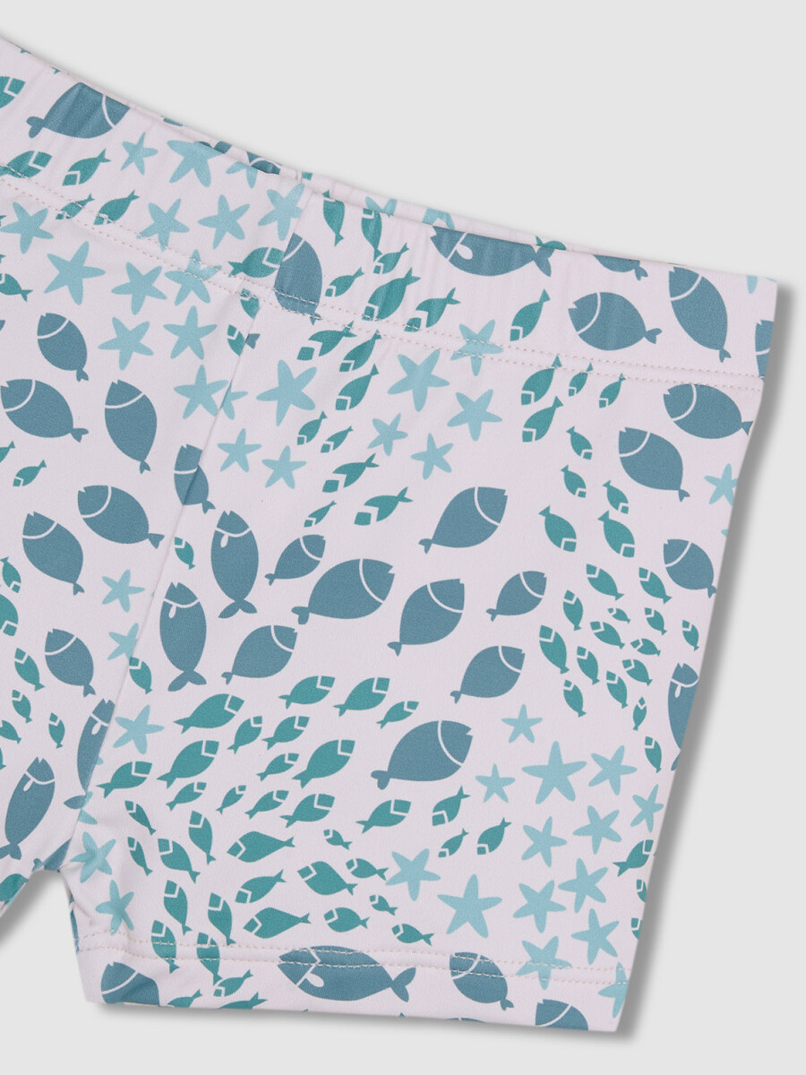 Bañador De Estampado Peces Blanco