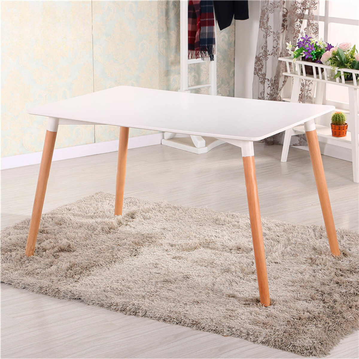 Mesa Eames Rectángular de Madera para Comedor o Jardín 