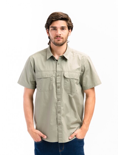 Camisa Fishing Manga Corta Kaki