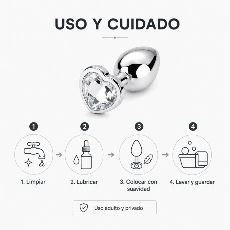 Plug Anal De Acero Con Rubí En Forma De Corazón Large Plug Anal De Acero Con Rubí En Forma De Corazón Large