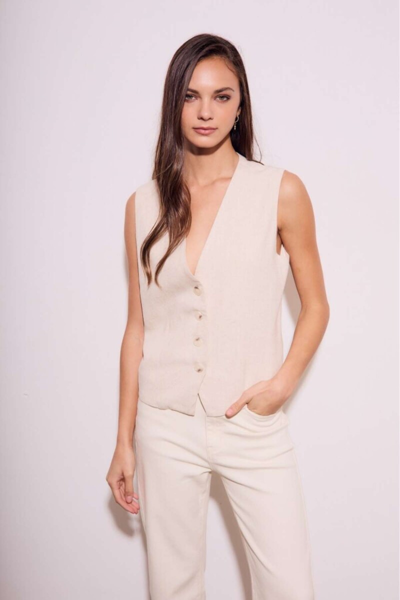 Chaleco Lino - Nácar 