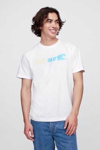 Remera Logo Gap Manga Corta Hombre White000