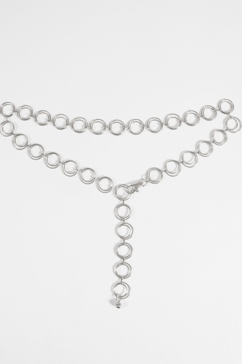 Cinturón metálico aros dobles plateado