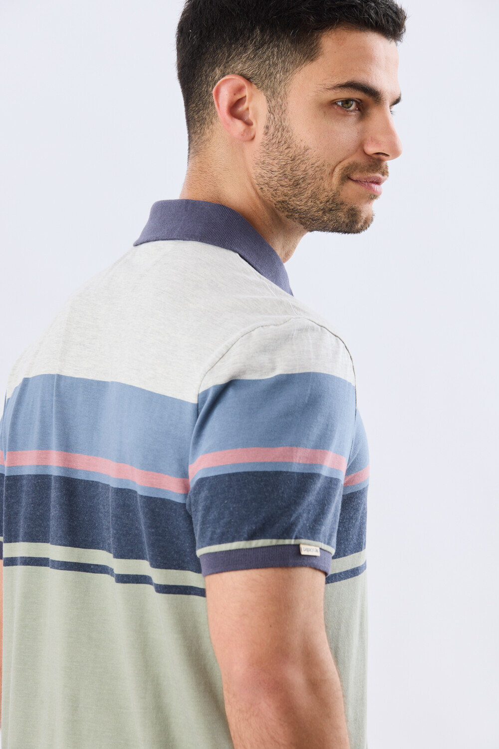 REMERA POLO RAYADA JERSEY Blanco