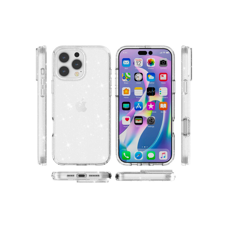 Protector para iPhone 16 Pro Max transparente con brillos Protector Para Iphone 16 Pro Max Transparente Con Brillos