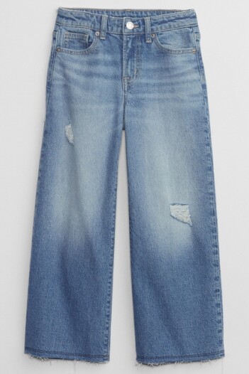 Jean Wide Tiro Alto Niña Medium Wash
